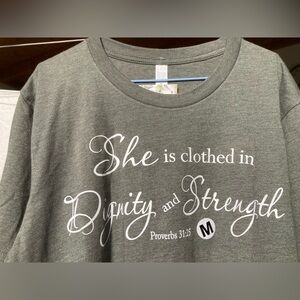 Proverbs 31:25 Grey Women's Short Sleeve Tee